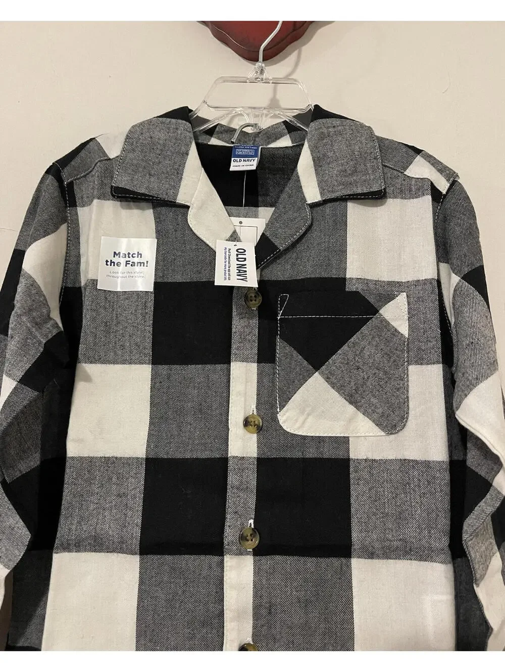 Old Navy Girls Small 6/7 White Plaid Warm Pajama Shirt & Pull-On Pant Set NWT!A9